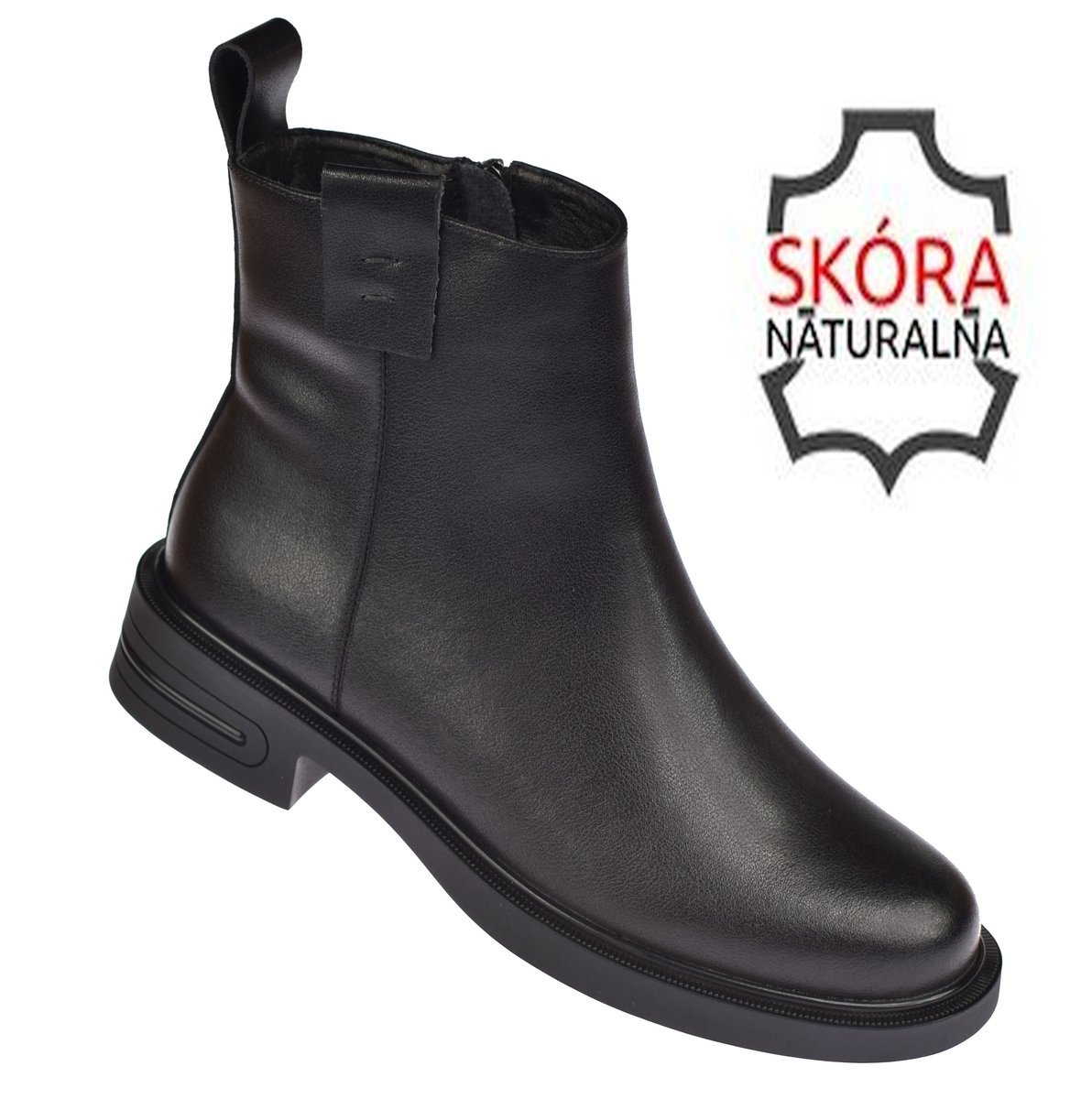 Botki damskie skórzane na suwak płaski obcas B-3-128 roz. 41