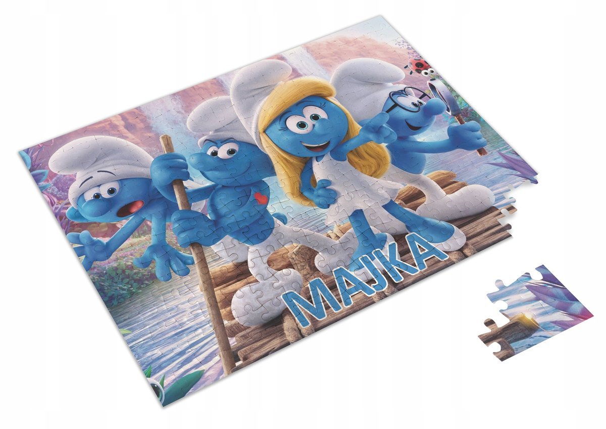 Puzzle + IMIĘ + pudełko Smerfy Smurf A3 252 el. #4
