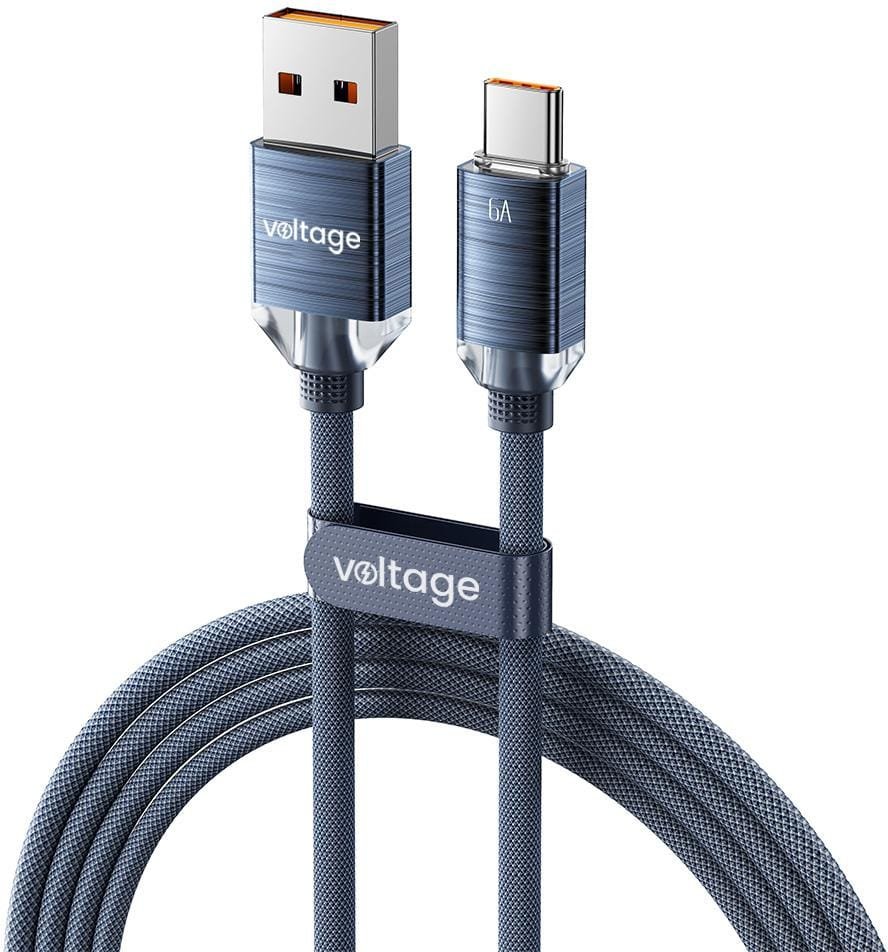 Kabel USB-A / USB-C Voltage PureCrystal 66W 200cm niebieski