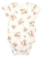 Body dla niemowląt - Niemowlęce body bawełniane krótki rękaw Kwiaty kremowe Nicol,r.74 - miniaturka - grafika 1