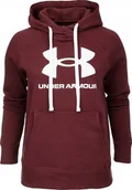 Bluzy damskie - Under Armour Bluza damska Under Armour Rival Fleece Logo Hoodie bordowa 1356318 690 L - miniaturka - grafika 1