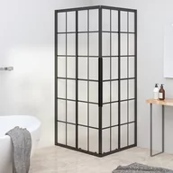 Kabiny prysznicowe - Lumarko Kabina prysznicowa, mrożone szkło ESG, 80x70x180 cm, czarna - miniaturka - grafika 1