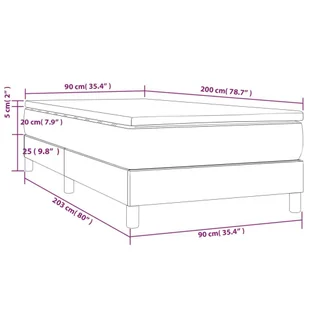 vidaXL Łóżko kontynentalne z materacem, czarne, tkanina, 90x200 cm - Łóżka - miniaturka - grafika 11