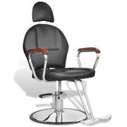 Fotele kosmetyczne - vidaXL vidaXL Profesjonalny fotel fryzjerski ze sztucznej, czarnej skóry - miniaturka - grafika 1