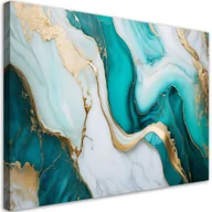 Obrazy i zdjęcia na płótnie - Feeby Obraz na płótnie, Turkusowy Kamień Marmur ze Złotem 120x80cm - miniaturka - grafika 1