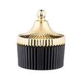 Pojemniki kuchenne - Pojemnik szklany z pokrywą w kolorze złota, 10x12,5 cm, czarny - miniaturka - grafika 1