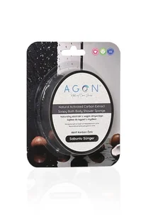 Agon Shower Sponge Activated Carbon 125g gąbka kąpielowa do ciała nasączona mydłem - Kosmetyki do kąpieli - miniaturka - grafika 1
