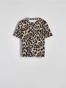 Koszulki i topy damskie - Reserved - T-shirt w zwierzęcy wzór - wielobarwny - miniaturka - grafika 1