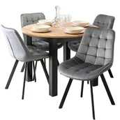 Stoły z krzesłami - Stół Z Krzesłami Zestaw Rozkładany Okrągły Komplet Do Salon Jadalni Kuchni - miniaturka - grafika 1