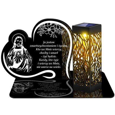 Znicz Solarny Led Wieczny Podstawka Na Cmentarz Grób Lampka Napis Serce 3d