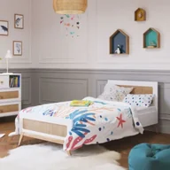 Łóżka dla dzieci i młodzieży - Łóżko białe rattanowe Neige Marelia 90x200 - miniaturka - grafika 1