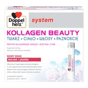 Włosy, skóra, paznokcie - Doppelherz System Kollagen Beauty, smak malina i jagoda, 25 ml x 30 ampułek - miniaturka - grafika 1