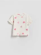 Bluzki dla niemowląt - Reserved - Bawełniany t-shirt z nadrukiem - złamana biel - miniaturka - grafika 1