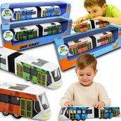 Samochody i pojazdy dla dzieci - Zestaw trzech TRAMWAJ napęd WAGOY TRAMWAJOWE 19 cm NOWOCZESNE metalowe - miniaturka - grafika 1
