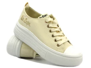 Trampki damskie na platformie - Lee Cooper LCW-24-44-2464L, beżowe - Trampki damskie - miniaturka - grafika 1