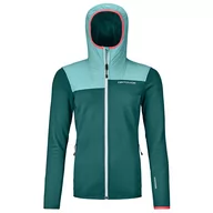 Bluzy sportowe damskie - Bluza damska Ortovox Fleece Plus Hoody W Rozmiar: S / Kolor: zielony - miniaturka - grafika 1