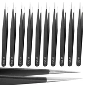 Akcesoria i kosmetyki do stylizacji brwi - Retoo, Pęseta Antymagnetyczna Prosta Esd-11 Metalowa, Zestaw 10 Szt. - miniaturka - grafika 1