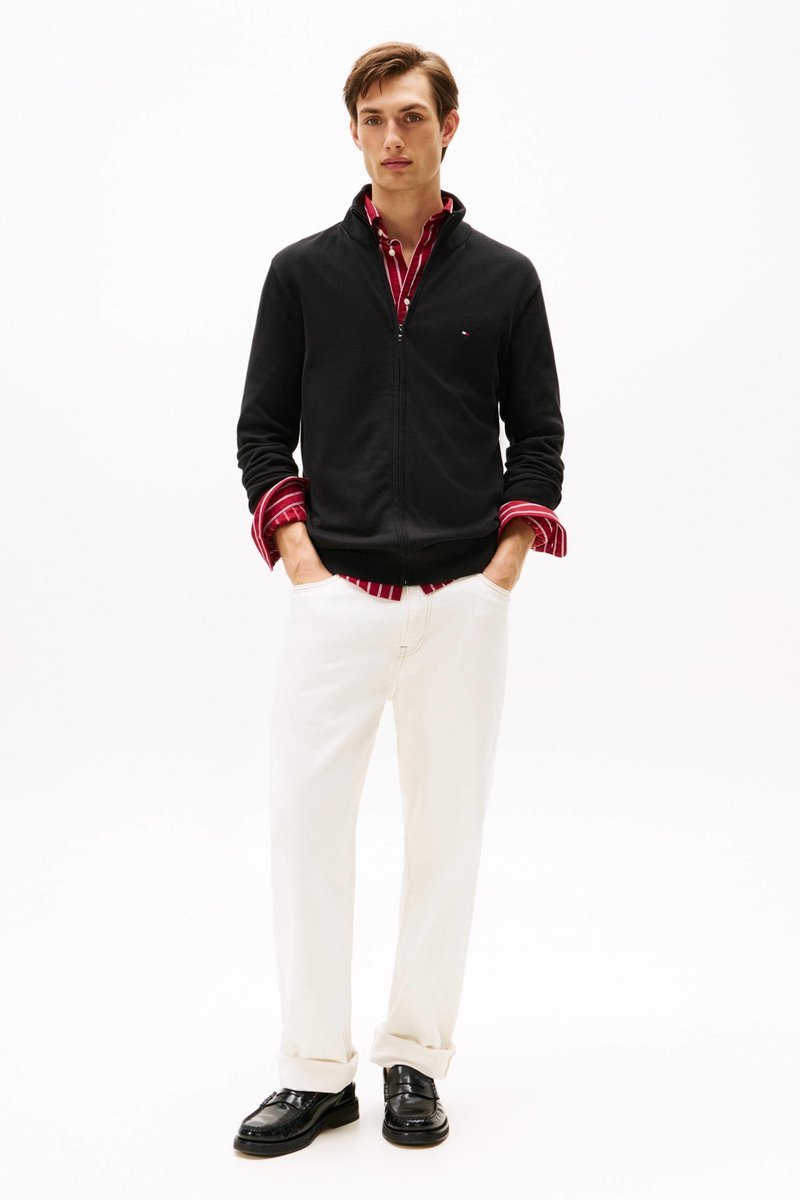 TOMMY HILFIGER CZARNY SWETER MĘSKI ZAMEK BAWEŁNA S 7AA