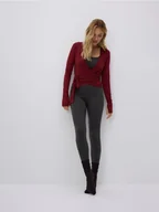 Bluzki damskie - Reserved - Kopertowa bluzka z modalem - burgundowy - miniaturka - grafika 1