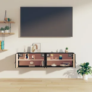 Lumarko Szafki ścienne, 2 szt, czarne, 60x30x30 cm, lite drewno sosnowe - Szafki do salonu - miniaturka - grafika 10