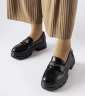 Mokasyny damskie - Czarne mokasyny z widocznym bieżnikiem Fuori-37 - miniaturka - grafika 1