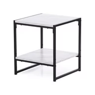 Ławy i stoliki kawowe - Homede Stolik Kawowy Z Półką Coxe 40X40X45 Biały Marmur + Czarny - miniaturka - grafika 1