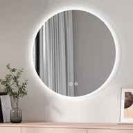 Lustra - Lustro łazienkowe EMKE LED okrągłe średnica 70 cm, lustro łazienkowe z regulowanym oświetleniem, zimne białe, neutralne, ciepłe oświetlenie, lustro ścienne z przełącznikiem dotykowym - miniaturka - grafika 1