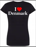 Koszulki i topy damskie - T-Shirt damski I Love Denmark Kocham Danie M - miniaturka - grafika 1