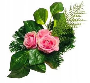 STROIK DEKORACJA grobu MAŁY FOKUS KOMPOZYCJA doniczka zalewana róża - Sztuczne kwiaty - miniaturka - grafika 1