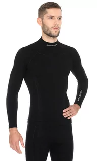 Bluzy sportowe męskie - Bluza termoaktywna męska Brubeck Extreme Wool LS11920 czarny - grafika 1