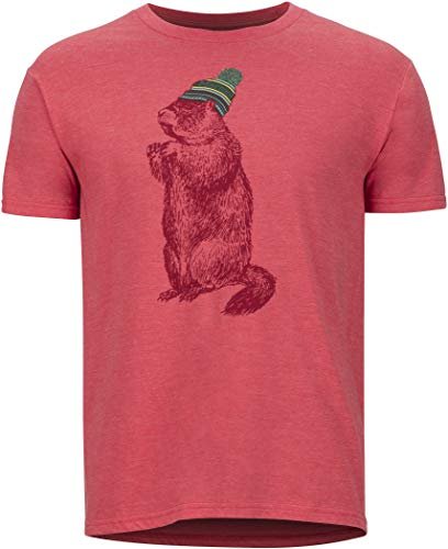 Marmot męski T-shirt z krótkim rękawem, koszulka funkcyjna, szybkoschnący i oddychający materiał Pom Tee Short Sleeve czerwony Red Heather S