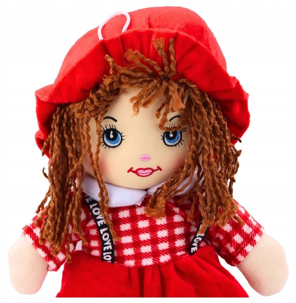 Lalka Szmacianka Przytulanka Sukienka W Kratkę Czerwona 35 cm