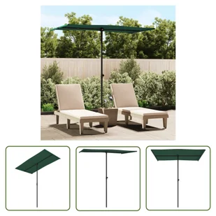 The Living Store Parasol ogrodowy na aluminiowym słupku - 180x110 cm - zielony - Parasol Ogrodowy - Parasole ogrodowe - miniaturka - grafika 1