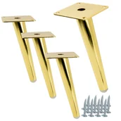 Zawiasy, okucia i inne akcesoria - Zestaw 4 sztuk noga meblowa Szpilka skośna złota wysokość 18 cm - miniaturka - grafika 1