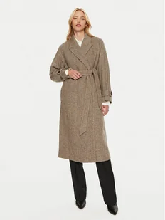 Tommy Hilfiger Płaszcz wełniany WW0WW43159 Beżowy Regular Fit - Płaszcze damskie - miniaturka - grafika 1