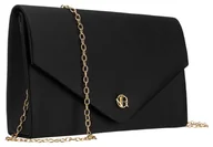 Torebki damskie - Torebka damska kopertówka czarna ROVICKY mała elegancka wieczorowa brokatowa złoty łańcuszek - miniaturka - grafika 1