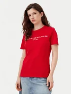 Koszulki i topy damskie - Tommy Hilfiger T-Shirt WW0WW40276 Czerwony Regular Fit - miniaturka - grafika 1