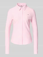 Koszule damskie - Bluzka koszulowa o kroju slim fit z mieszanki bawełny - miniaturka - grafika 1