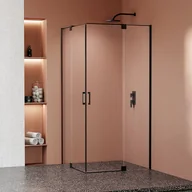 Kabiny prysznicowe - Kabina prysznicowa prostokątna dwuskrzydłowa uchylna Swing Black 120 x 100 x 200 cm czarna szkło transparentne Wellneo - miniaturka - grafika 1