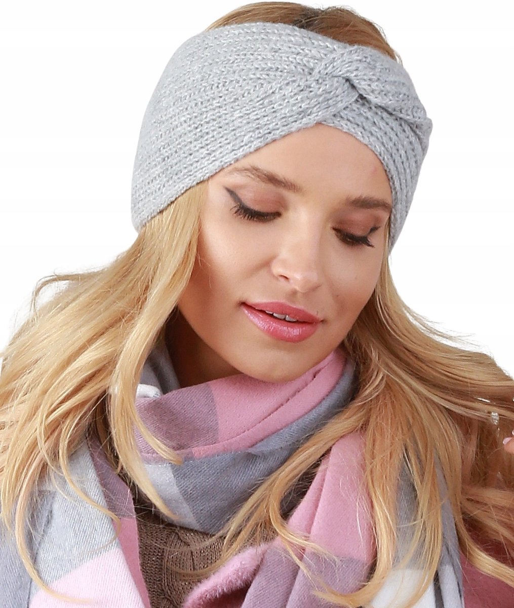 Opaska damska Boho ciepła Szara O2