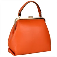 Torebki damskie - Damska torebka pomarańczowa skóra naturalna bigiel retro - miniaturka - grafika 1