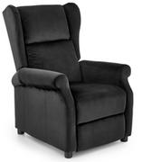 Fotele - Fotel wypoczynkowy rozkładany AGUSTIN 2 czarny welur - miniaturka - grafika 1
