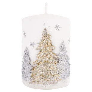 Parafinowa Biała Świeca Dekoracyjna Ozdobna Tradycyjna 10cm - FI 7cm - Świece - miniaturka - grafika 1