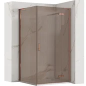 Kabiny prysznicowe - Rea Kabina Prysznicowa REA Hugo 100x80 Miedź Szczotkowana - miniaturka - grafika 1