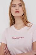Koszulki sportowe damskie - Pepe Jeans t-shirt bawełniany damski kolor różowy - miniaturka - grafika 1