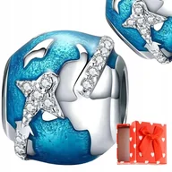 Wisiorki - Charms zawieszka podróż dookoła świata samolot srebrny s925 + PUDEŁKO - miniaturka - grafika 1