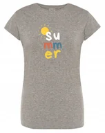 Koszulki i topy damskie - T-Shirt damski kolorowy nadruk SUMMER r.XL - miniaturka - grafika 1
