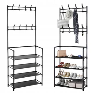 Stojak Wieszak Metalowy Półka Na Ubrania Buty Loft Garderoba Do Przedpokoju - Wieszaki i stojaki - miniaturka - grafika 1