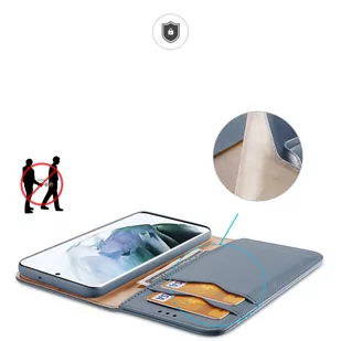 Dux Ducis Hivo skórzane etui z klapką pokrowiec ze skóry naturalnej portfel na karty i dokumenty Samsung Galaxy S22 Ultra niebieski - Etui i futerały do telefonów - miniaturka - grafika 3