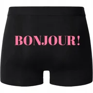 Majtki damskie - Bokserki Czarne BONJUR na Prezent Zabawny Mix Wzorów Rozmiar XXL - miniaturka - grafika 1